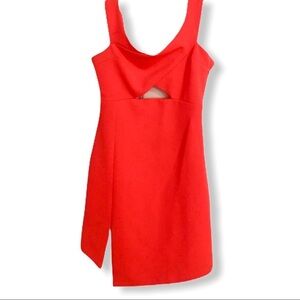 BROOKLYN KARMA Rule Maker Fluorescent Neon Orange Cut out Mini Dress SZ L